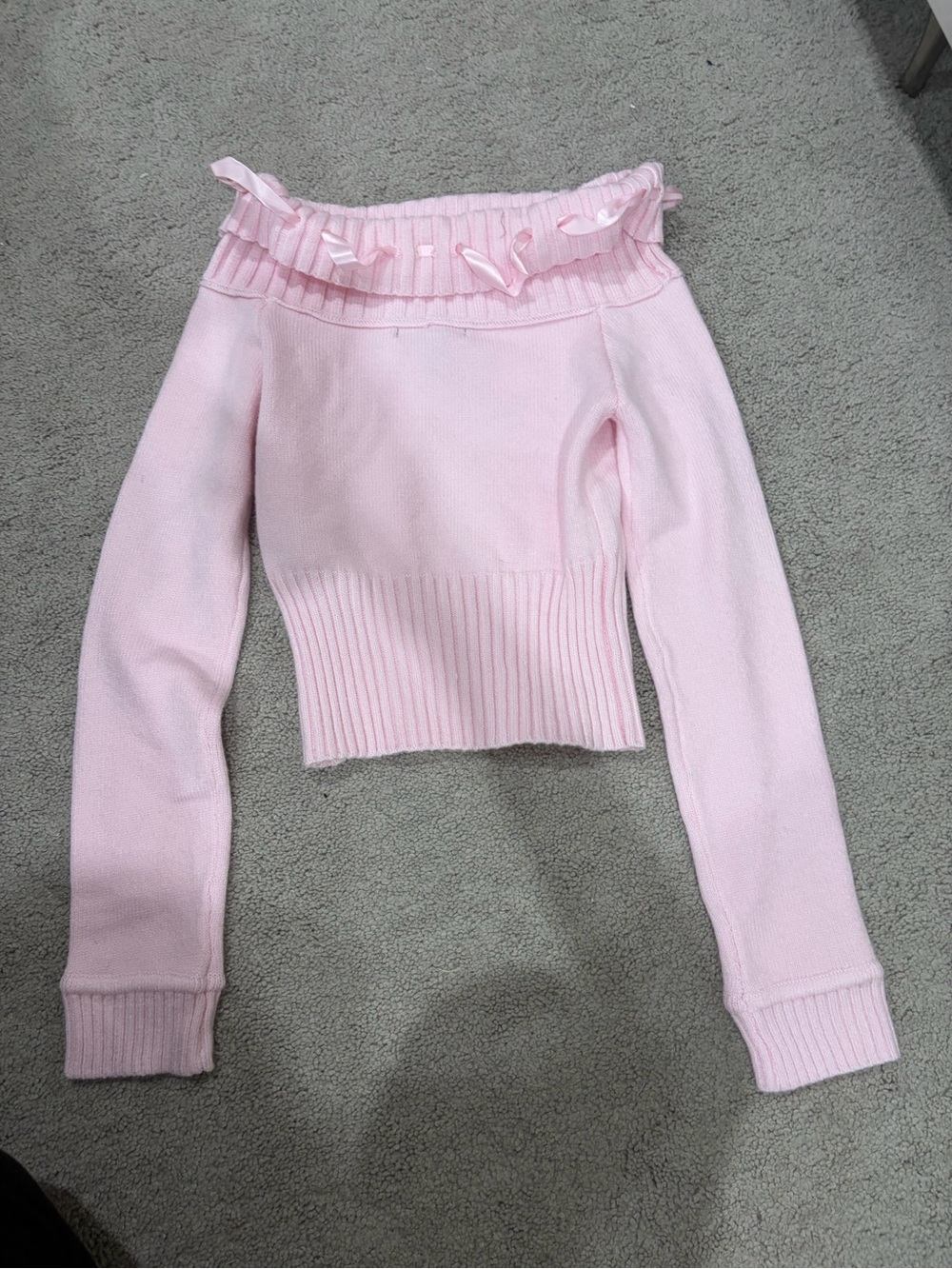 Forever 21 Ribbed Off-Shoulder Sweater — Pale Pink - Picture 4 of 4
